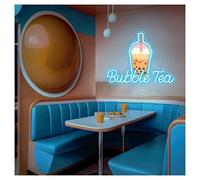 XENITE Hanging Art Neon Signs Bubble Tea Neon Lights with Adjustable Brightness Suitable for Cafe Restaurant Shop Decor 33cmx45cm(E)
