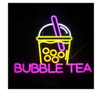 XENITE Hanging Art Neon Signs Bubble Tea Neon Sign Dimmable for Milk Tea Light Up Sign Boba Tea Drink Shop Display Wall Decor Illuminated 40cmx30cm