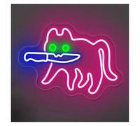 XENITE Hanging Art Neon Signs Cat Knife Neon Sign Animal Light Dimmable USB Powered for Kid Room Bedroom Game Room Birthday Party Home Wall Decor(B,25cmx35cm)