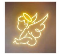 XENITE Hanging Art Neon Signs Cherub Neon Sign, Baby Angel For Kids Bedroom Home Room Party Multipurpose Decoration Lights On The Wall 38х36cm(A)