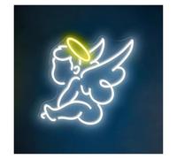 XENITE Hanging Art Neon Signs Cherub Neon Sign, Baby Angel For Kids Bedroom Home Room Party Multipurpose Decoration Lights On The Wall 38х36cm(B)