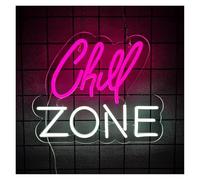 XENITE Hanging Art Neon Signs Chill Zone Neon Sign Light Dimmable USB Powered for Relaxing Room Birthday Game Room Bar Man Cave Bedroom Wall Decor 34cmx28.5cm