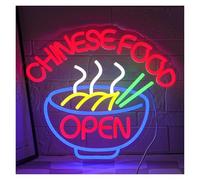 XENITE Hanging Art Neon Signs Chinese Food Ramen Neon Light Business Open Sign Dimmable LED Light for Restaurant Business Kitchen Decor 36.5x32cm