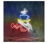 XENITE Hanging Art Neon Signs Coffee Bar Neon Sign,Suitable for Shop Cafe Counter Wall Decor with Dimmable 52cmx55cm(A)