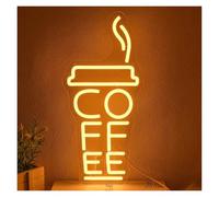 XENITE Hanging Art Neon Signs Coffee Cup Neon Sign USB Dimmable LED Light for Cafe Milk Tea Shop Mall Bar Home Bedroom Decoration 40.3X18.7cm