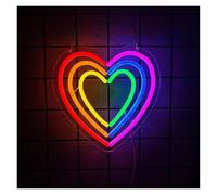 XENITE Hanging Art Neon Signs Colorful Heart Neon Sign Love LED Light for Bedroom Room Wedding Man Cave Bar Club Birthday Party Wall Decor 22.5cmx22.5cm
