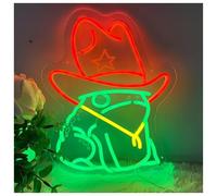 XENITE Hanging Art Neon Signs Cowboy Frog Hat Neon Wall Light Decor, Frog In Cowboy Hat Sign, Cowboy Man Cave Decor 38cm(B)