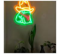 XENITE Hanging Art Neon Signs Cowboy Frog Hat Neon Wall Light Decor, Frog In Cowboy Hat Sign, Cowboy Man Cave Decor 38cm(D)