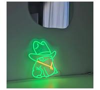 XENITE Hanging Art Neon Signs Cowboy Frog Hat Neon Wall Light Decor, Frog In Cowboy Hat Sign, Cowboy Man Cave Decor 38cm(C)