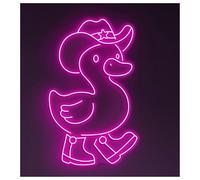 XENITE Hanging Art Neon Signs Cute Cowboy Duck Neon Sign Wall Decor Animal Shop Wall Art Nursery Room Wall Decor Kids Room 48cm(C)
