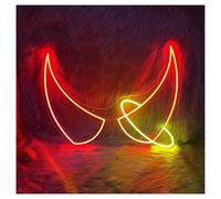 XENITE Hanging Art Neon Signs Devil Horns & Angel Neon Lights Adjustable Brightness Suitable for Studio Bedroom Wall Decor 29cmx38cm(A)