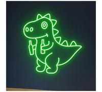 XENITE Hanging Art Neon Signs Dinosaur with Beer Neon Sign Dinosaur Neon Light for Club Bar Home Wall Personalized Decor 49cmx50cm(E)