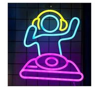 XENITE Hanging Art Neon Signs DJ Player Neon Sign Anime Dimmable LED Light for Wall Decor Cute for Bar Party Art Decoration 34.84x38cm(Shape A)