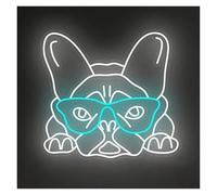 XENITE Hanging Art Neon Signs Dog Neon Sign French Bulldog Light for Pet Room Bedroom Pet Shop Birthday Party Living Room Wall Decor Dimmable USB Powered Lamp 35cm(F)