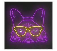 XENITE Hanging Art Neon Signs Dog Neon Sign French Bulldog Light for Pet Room Bedroom Pet Shop Birthday Party Living Room Wall Decor Dimmable USB Powered Lamp 35cm(B)