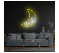 XENITE Hanging Art Neon Signs Dog On The Moon Neon Sign, Dachshund Neon Light Suitable for Pet Shop Kids Room Wall Decor Sign 42cm(B)