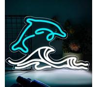 XENITE Hanging Art Neon Signs Dolphin Neon Sign Dimmable Energy-Efficient Night Light for Bedroom Cafe Man Cave Beach Decor Wall Decor 42cmх27cm