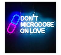 XENITE Hanging Art Neon Signs Don't Microdose On Love Neon Sign Bedroom Wall Decor Room Shop Store Bar Club Pub Home Lamp Party 50.5x22.5cm