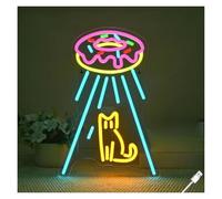 XENITE Hanging Art Neon Signs Donut UFO Cat Neon Sign for Shop Bedroom Hotel Cafe Game Room Decor 42x27cm