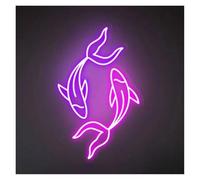 XENITE Hanging Art Neon Signs Fish Neon Sign LED Light Dimmable USB Powered for Store Game Room Bedroom Bar Club Restaurant Shop Home Wall Art Decor Night Lamp 40cmx24cm(C)