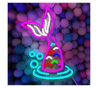 XENITE Hanging Art Neon Signs Fish Tail Neon Sign for Wall Decor,USB Powered Dimmable LED Light for Party Bedroom Living Room 38cmх27cm