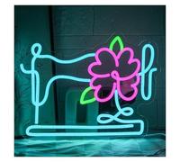 XENITE Hanging Art Neon Signs Floral Sewing Machine Neon Sign Dimmable for Wall Decor Colorful Flower Design Light Up Sewing Room Tailor Shop 14.8x11.2inch