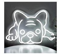 XENITE Hanging Art Neon Signs French Bulldog Neon Sign Animal Light Dimmable USB Powered for Pet Room Bedroom Living Room Pet Shop Party Wall Decor 35cm(A)