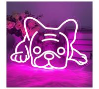 XENITE Hanging Art Neon Signs French Bulldog Neon Sign Animal Light Dimmable USB Powered for Pet Room Bedroom Living Room Pet Shop Party Wall Decor 35cm(B)