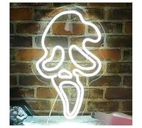XENITE Hanging Art Neon Signs Ghost Face Neon Light Skull Sign USB Powered Dimmable Atmosphere Signs, for Club Wall Decoration 24.5cm×38.5cm