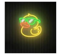 XENITE Hanging Art Neon Signs Glasses Duck Neon Sign USB Powered Adjustable Brightness Duck Led Neon Lights Suitable for Home Shop Decor(A,25cmx25cm)