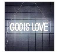 XENITE Hanging Art Neon Signs God is Love Neon Sign Letters LED Light USB Powered for Wedding Church Birthday Party Wall Decoration Night Lamp 40.7cmx11.2cm