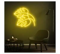 XENITE Hanging Art Neon Signs Green Leaf Plant Neon Sign with Adjustable Brightness Suitable for Bedroom Wall Decor 45cmx50cm(D)