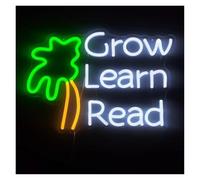 XENITE Hanging Art Neon Signs Grow Learn Read Neon Sign Light Dimmable for Library Classroom Bookstore Reading Study Room Decor 42cmx31cm