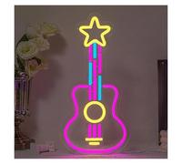 XENITE Hanging Art Neon Signs Guitar Neon Sign Music LED Light Dimmable for Bedroom Music Studio Bar Party Shop Kids Room Wall Decor USB Lamp 20.5cmx41.9cm