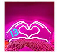 XENITE Hanging Art Neon Signs Heart Hands Neon Sign Hands Neon Lights for Wall Decor for Girls Bedroom Bar Party Wedding Birthday 33.5x16cm
