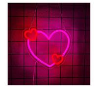 XENITE Hanging Art Neon Signs Heart Shape Neon Sign Love LED Light for Bedroom Living Room Engagement Wedding Birthday Party Valentine's Day Wall Decor 26cmx23cm