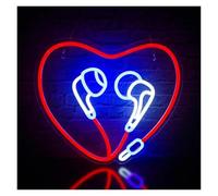 XENITE Hanging Art Neon Signs Heart Shaped Headphone Neon Sign for Wall Decor Bedroom Home 31x36cm