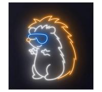 XENITE Hanging Art Neon Signs Hedgehop Neon Light Animal Room Wall Art Decor Nursery, Farm, Zoo Storefront Window Display Business Entrance 60cm