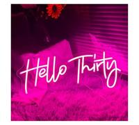 XENITE Hanging Art Neon Signs Hello Thirty Neon Sign 30th Birthday Neon Light Wall Decor Birthday Party Decorations USB Lights 40x15cm