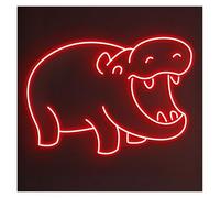 XENITE Hanging Art Neon Signs Hippo Animal Neon Sign, Suitable for Home Wall Decor with Brightness Adjustable 50cm(A)