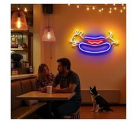 XENITE Hanging Art Neon Signs Hot Dog Neon Lights Dachshund Signs Suitable for Fast Food Shop Restaurant Wall Aesthetic Decor 22cmx43cm(C)