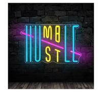 XENITE Hanging Art Neon Signs Hustle Humble LED Neon Sign,USB Power with Adjustment Switch,for Party Gym Room,Office Room,Man Cave Decor 33cmх22cm