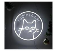XENITE Hanging Art Neon Signs I Don't Care Neon Sign Cat LED Light Dimmable for Bedroom Pet Store Club Office Birthday Party Art Decor USB Powered Night Lamp 33.5cmx33.5cm