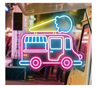 XENITE Hanging Art Neon Signs Ice Cream Truck Neon Sign Food Led Light Sweet Gelato Decor Office Business Wall Storefront Window Display Entrance 45x55cm(A)
