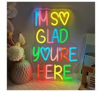 XENITE Hanging Art Neon Signs I'm So Glad You're Here Neon Sign USB Powered Dimmable Light for Bedroom Classroom Wedding Party Store Decor 41.4cmx28.4cm