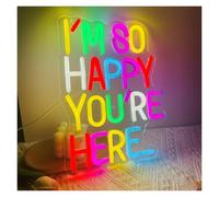 XENITE Hanging Art Neon Signs I'm So Happy You're Here Neon Sign Dimmable LED Light for Office Birthday Party Classroom Business Cafe Wall Decor 37.7cmx28.6cm