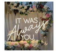 XENITE Hanging Art Neon Signs It was Always You Neon Sign Letters LED Light Dimmable for Bedroom Wedding Bedroom Engagement Birthday Home Wall Decor USB Powered 40cmx23.5cm