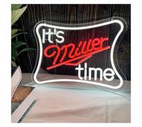 XENITE Hanging Art Neon Signs It's Miller Time Neon Sign Dimmable Light LED for Wall Decor USB Powered for Man Cave Home Bedroom Decoration 36cm×27cm