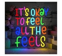 XENITE Hanging Art Neon Signs It's Okey to Feel All The Feels Neon Sign Colorful LED Light Dimmable USB Powered for Party Bedroom Office Home Wall Decor 38cmx32.6cm
