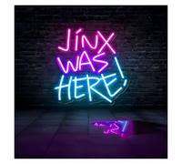 XENITE Hanging Art Neon Signs Jinx was Here Neon Lights Signs, USB Powered Adjustable Brightness Letter Neon Light Suitable for Birthday Party Home Decor Night Lights 40cmx40cm(A)